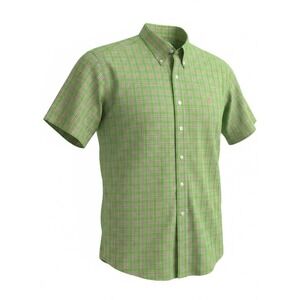 Ralph Lauren Mens Classic Fit Plaid Short Sleeve Button Down Shirt Green Large